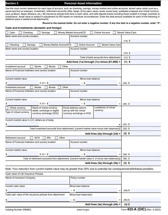 How To Fill Out Form 433-A (OIC) (2022 Version), Detailed Instructions