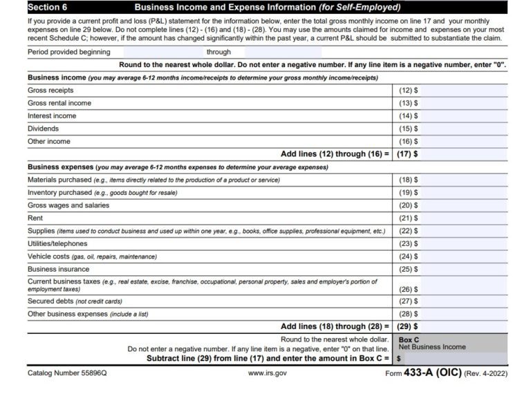 How To Fill Out Form 433-A (OIC) (2022 Version), Detailed Instructions