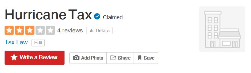 hurricane tax yelp rating