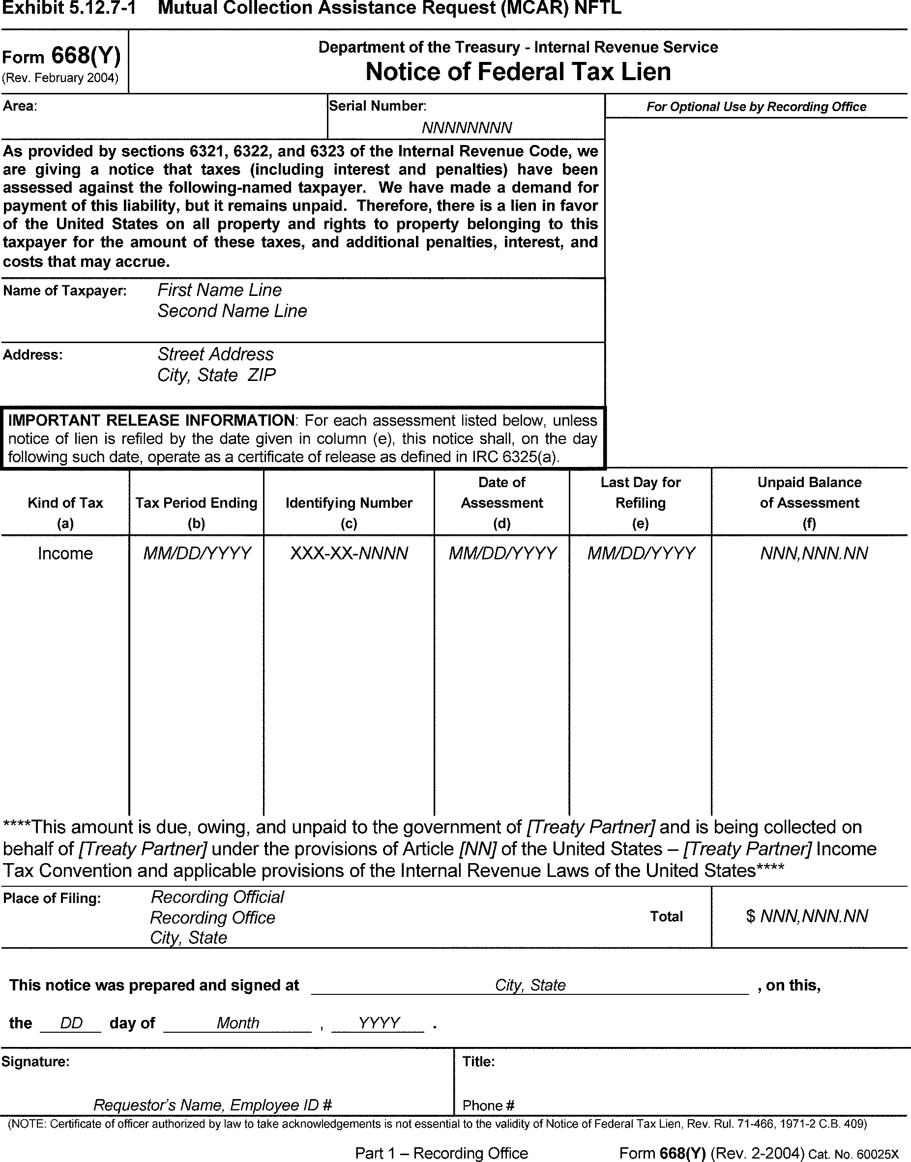 IRS Form 668(Y)